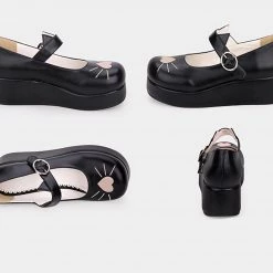 Juwas Heart Embroidered Round Tip Toe Platform Shoes NEW ARRIVAL