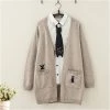 Juwas.com Online Store NEW ARRIVAL Kawaii Cat And Mouse Embroidery Loose Cardigan Sweater