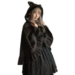-Juwas Sweet Lolita Princess Bow-knot Heart Button Cape Coat