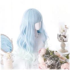 Juwas Harajuku Aqua Blue Full Bangs Wig
