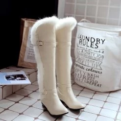 Juwas Chic Faux Fur Knee High Winter Boots