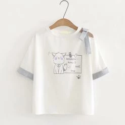 Juwas.com Online Store Japanese Kitty BOW-KNOT T-SHIRT NEW ARRIVAL