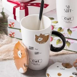 Juwas Cute Cat Ceramic Cups