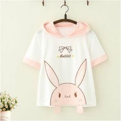 Juwas.com Online Store Kawaii Harajuku Girls' Pink Rabbit Comfortable Spring Hoodie NEW ARRIVAL