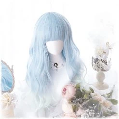 Juwas Harajuku Aqua Blue Full Bangs Wig