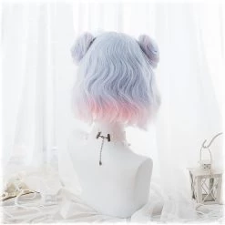 Juwas NEW ARRIVAL Harajuku Short Ombre Double Bun Cosplay Wig