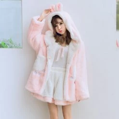 Juwas.com Online Store NEW ARRIVAL Kawaii Rabbit Warm Plush Warm Coat With Hat