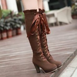 Juwas.com Online Store Vintage Lace-up Knee High Boots