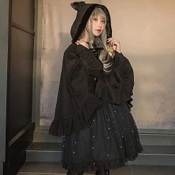 -Juwas Sweet Lolita Princess Bow-knot Heart Button Cape Coat