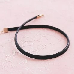 Juwas NEW ARRIVAL Classic Black Leather Strip Neck Choker