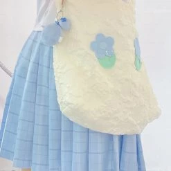 Juwas Blue Flower Convertible Tie Up Shoulder Tote Bag