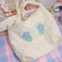 Juwas Blue Flower Convertible Tie Up Shoulder Tote Bag