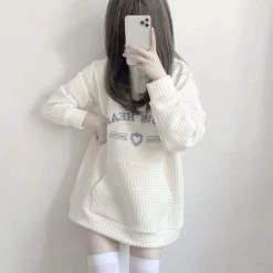 Juwas Letter Embroidery Oversized Sweatshirt NEW ARRIVAL