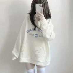 Juwas Letter Embroidery Oversized Sweatshirt NEW ARRIVAL