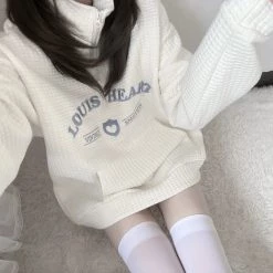Juwas Letter Embroidery Oversized Sweatshirt NEW ARRIVAL