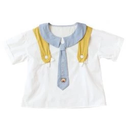 Juwas NEW ARRIVAL Cartoon Paw Embroidery Sailor Collar Summer T-shirt