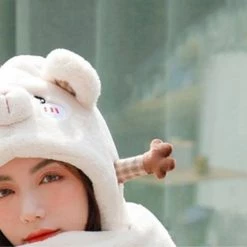 Juwas Cute Bunny Ear Hooded Warm Soft Scarf CLOTHING