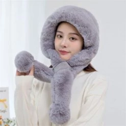 Juwas Knitted Hat Winter Warm Hat Scarf