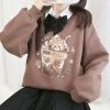 Juwas Chocolate Milky Tea Print Sweatshirt