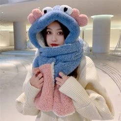 Juwas Lovely Crab Hooded Scarf Gloves