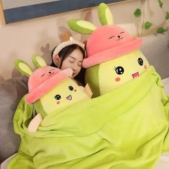 Juwas NEW ARRIVAL Green Avocado Plush Toy With Blanket