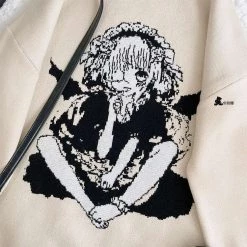 Juwas Loose Demon Girl Print Sweater CLOTHING