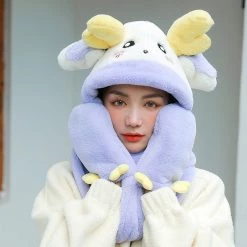 Juwas Antler Hooded Warm Soft Scarf CLOTHING