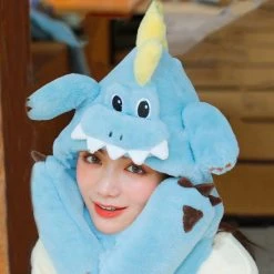 Juwas Cute Dinosaur Hooded Warm Soft Scarf