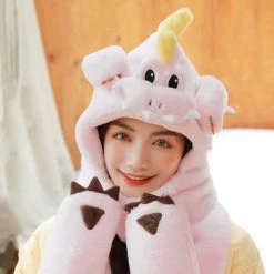 Juwas Cute Dinosaur Hooded Warm Soft Scarf