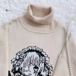 Juwas Loose Demon Girl Print Sweater CLOTHING