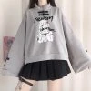 Juwas CLOTHING Cartoon Girl Print Loose Hoodie