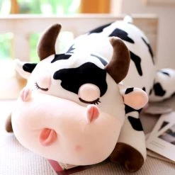 Juwas Plushies Cute Cow Plush Sleeping Stuffed Animal Toy