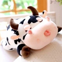 Juwas Plushies Cute Cow Plush Sleeping Stuffed Animal Toy