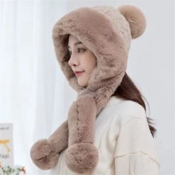 Juwas Knitted Hat Winter Warm Hat Scarf