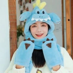 Juwas Cute Dinosaur Hooded Warm Soft Scarf