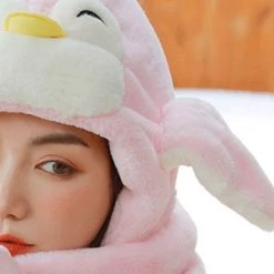 Juwas CLOTHING Cute Penguin Hooded Warm Soft Scarf