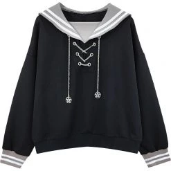 Juwas Sailor Collar Chain Irregularity Sweatshirt