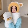 Juwas NEW ARRIVAL Lovely Cat Ears Warm Hooded Scarf Gloves