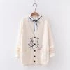 Juwas Japanese Cat Print Sweater Lace Up Shirt CLOTHING