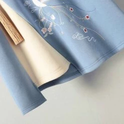 Juwas Vintage Embroidery Loose Sweatshirt Dress