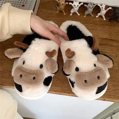 Cheap Juwas Store 40 Juwas Shoes Cartoon Cow Cotton Slippers