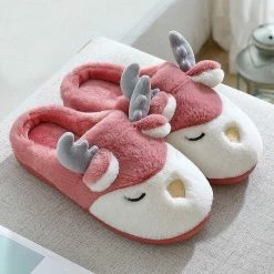 Juwas Cute Antler Ears Comfy Slippers