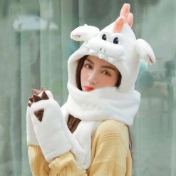 Juwas Cute Dinosaur Hooded Warm Soft Scarf