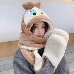 Juwas Cute Duck Warm Hooded Scarf Gloves NEW ARRIVAL