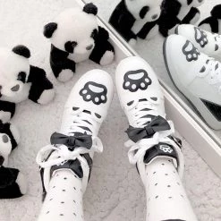 Juwas Shoes Lolita Bow Knot Paw High Top Sneaker