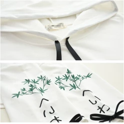Juwas.com Online Store Japanese Bamboo Embroidery Bowknot Sleeves Hoodie