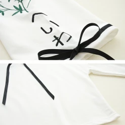 Juwas.com Online Store Japanese Bamboo Embroidery Bowknot Sleeves Hoodie