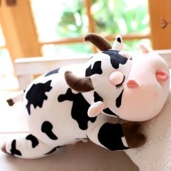 Juwas Plushies Cute Cow Plush Sleeping Stuffed Animal Toy